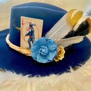 Custom made dark blue western cowgirl hat